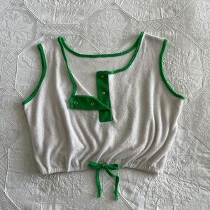 Vintage 70s terry cloth crop tank with snap buttons